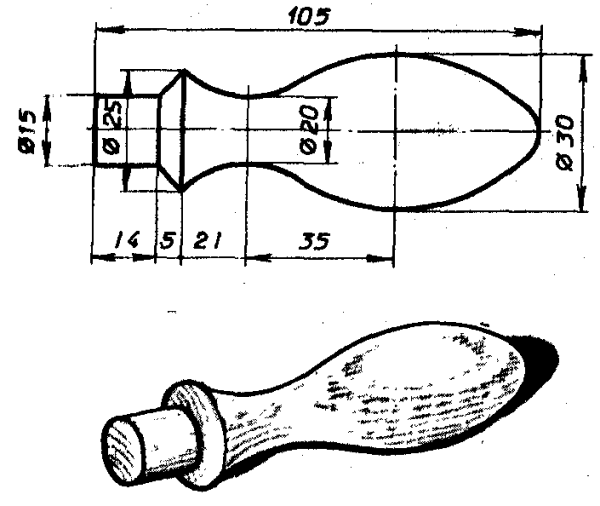 Выполнить чертеж ручки напильника