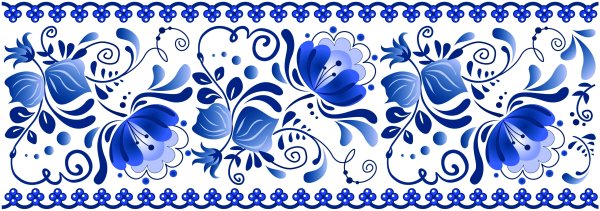 Орнаментная роспись Гжель бордюр