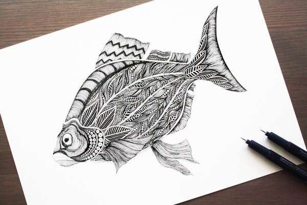 Рыба карандашом