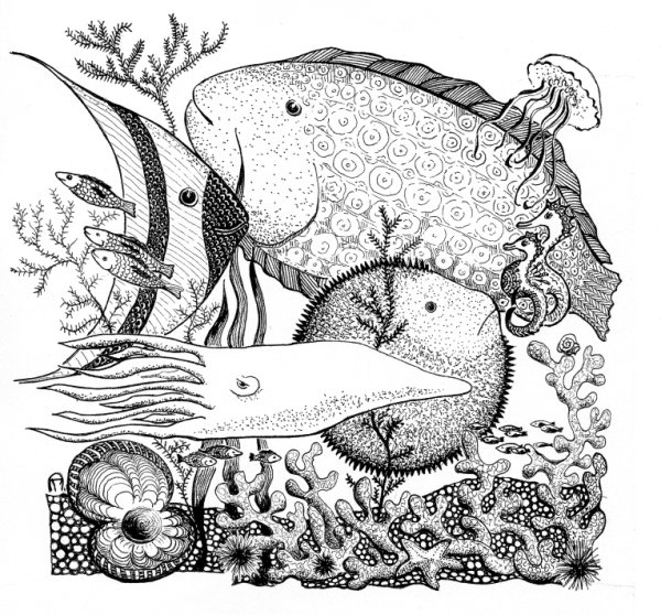 Морские обитатели в графике