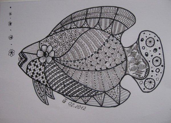 Рыба гелевой ручкой