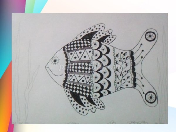 Рыба рисунок гелевой ручкой