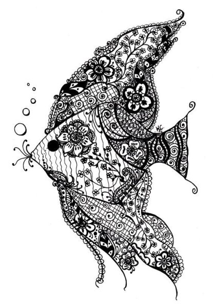 Рыбка в стиле дудлинг