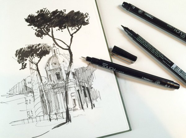 Рисунки чёрной гелевой ручкой