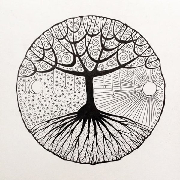 Деревья в графике гелевой ручкой