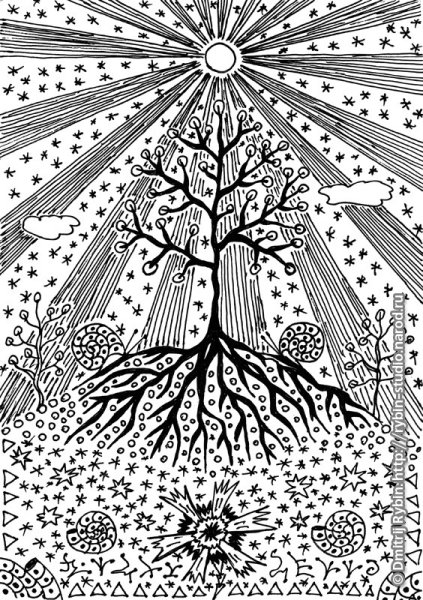 Стиль рисование гелевой ручкой лес