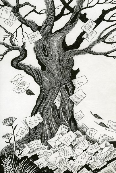 Графика дерево гелевой ручкой