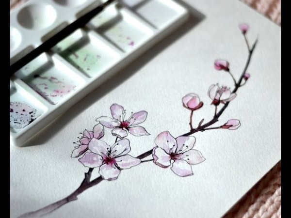 Сакура гелевой ручкой