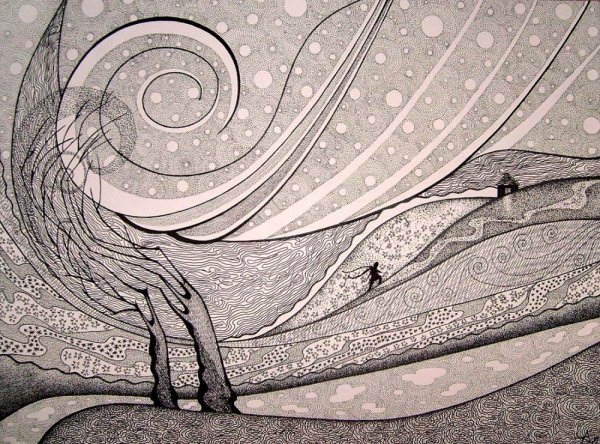 Стилизованный пейзаж Графика