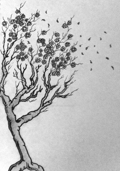 Дерево черной ручкой