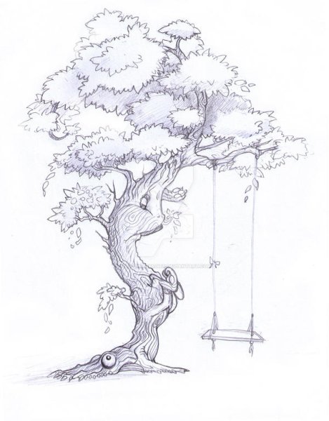 Дерево Сакура карандашом