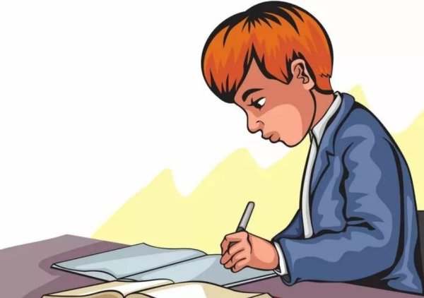 Ученик пишет в тетради