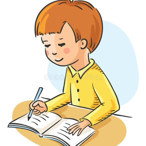 Ученик пишет в тетради