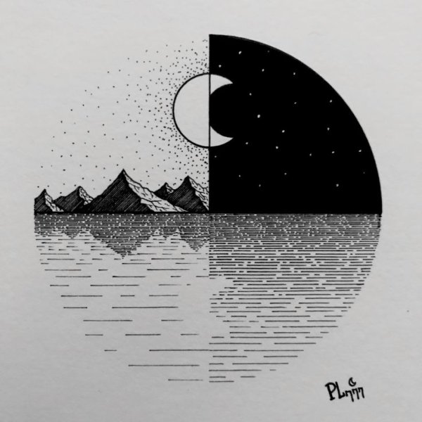 Рисунки карандашом грустные с луной