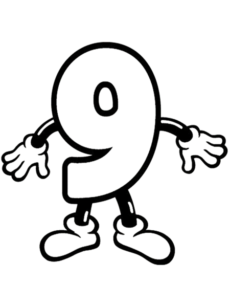 Цифра 9 раскраска для детей