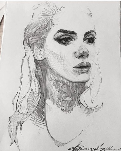 Наброски портретов ручкой