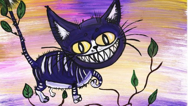 Чеширский кот из Алисы в стране чудес черно-белый