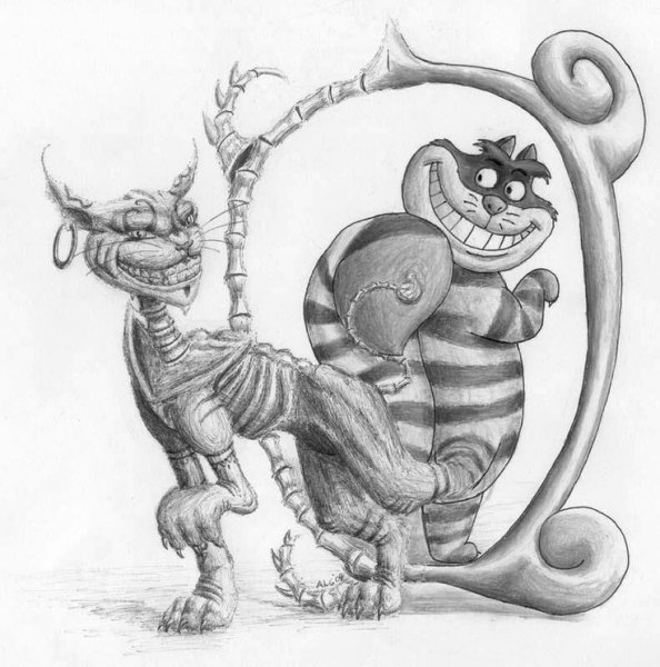 Чеширский кот рисунок карандашом
