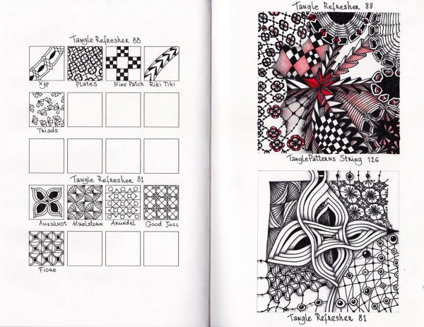 Узоры черной ручкой на бумаге