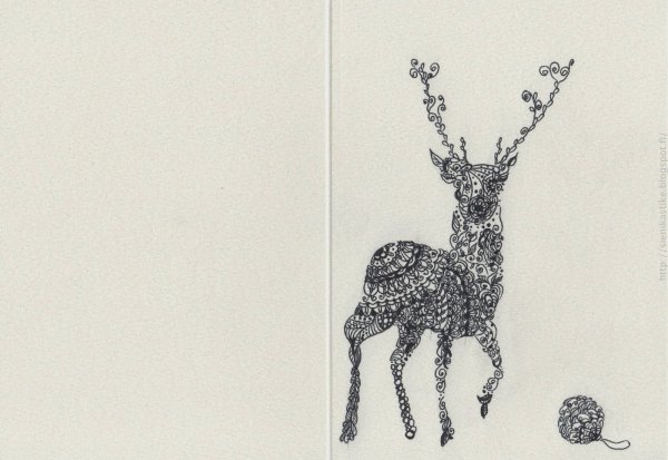 Олень черной ручкой