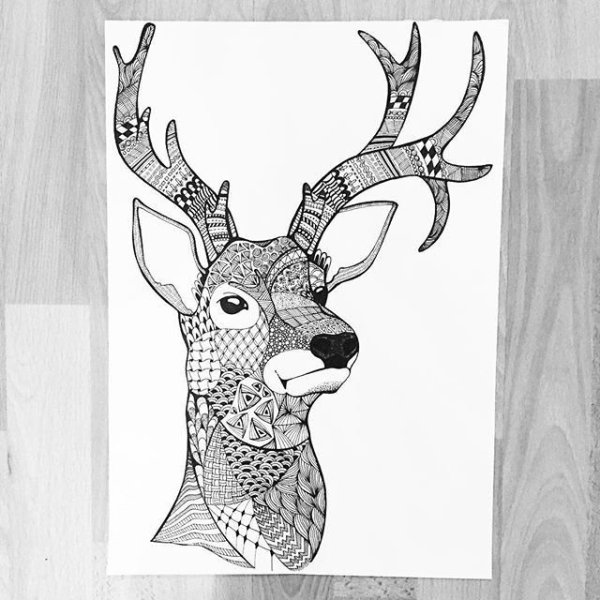 Олень Зентангл