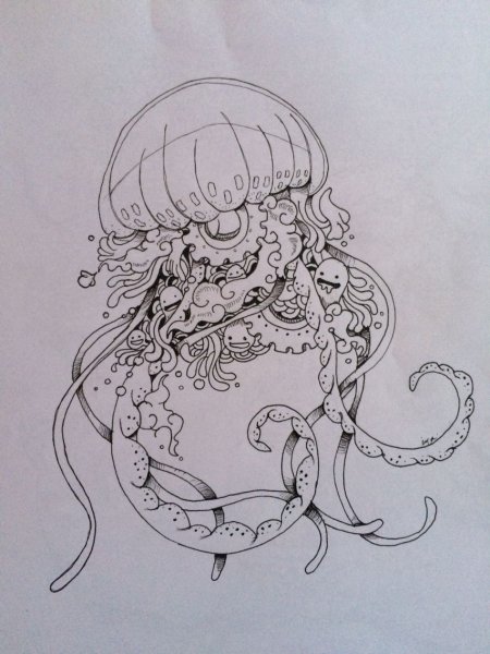 Медуза гелевой ручкой