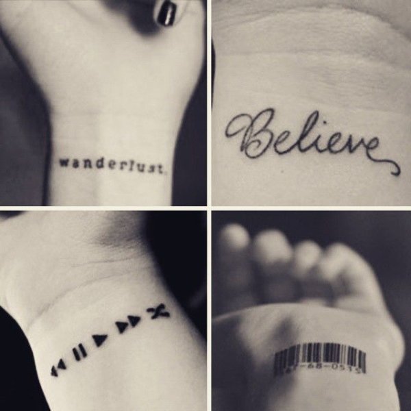 Красивое тату надпись ручкой