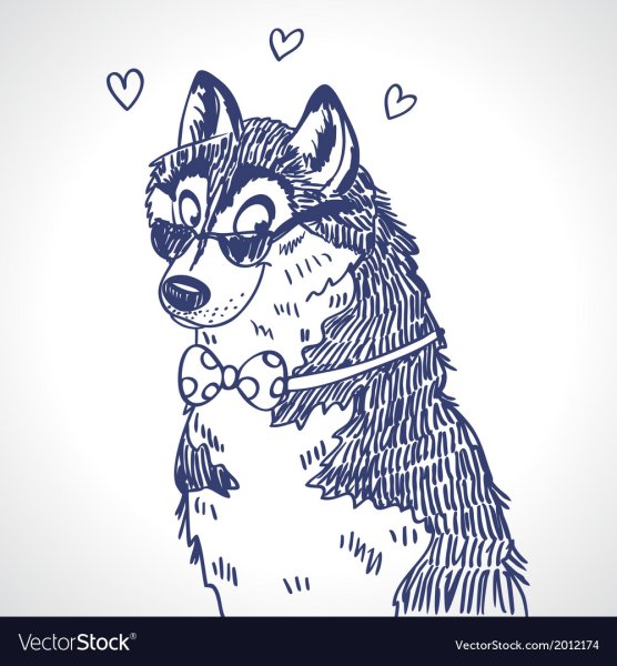 Хаски рисунок черной ручкой