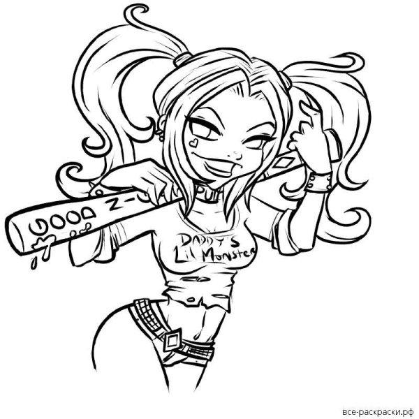 Харли Квинн раскраска