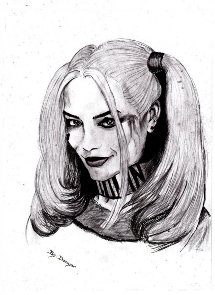 Харли Квинн рисунок карандашом