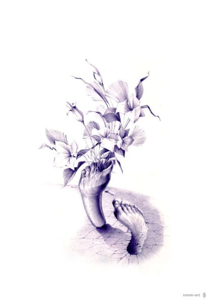 Рисунок шариковой ручкой цветок