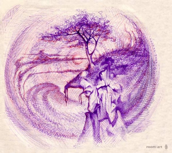 Рисунки деревьев шариковой ручкой