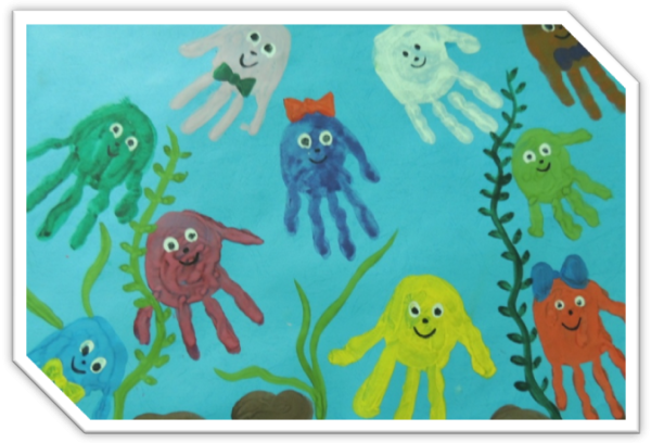 Осьминожки из ладошки своими руками