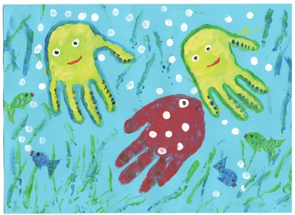 Рисунки на основе ладошки