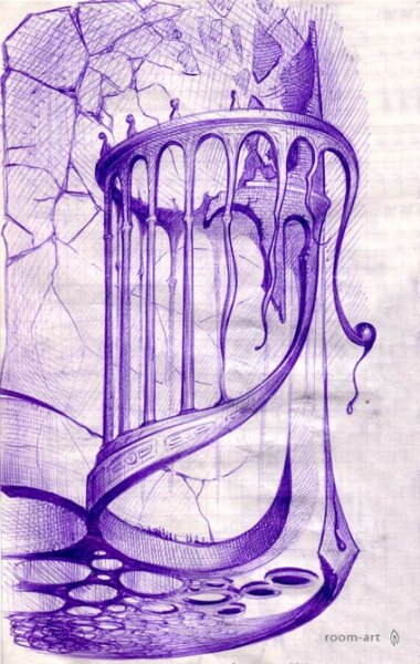 Рисунки синей ручкой