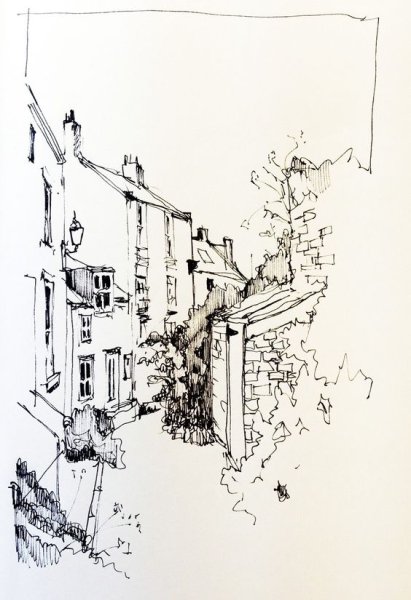 Архитектурный пейзаж тушью