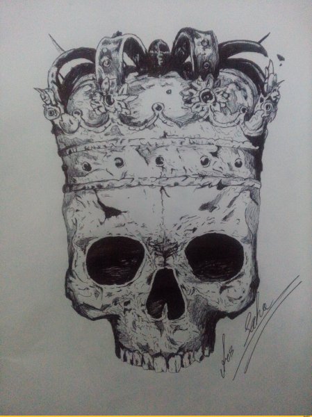 Череп черной ручкой