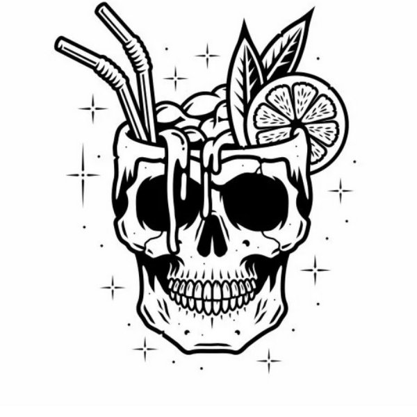 Тату череп маленький эскиз