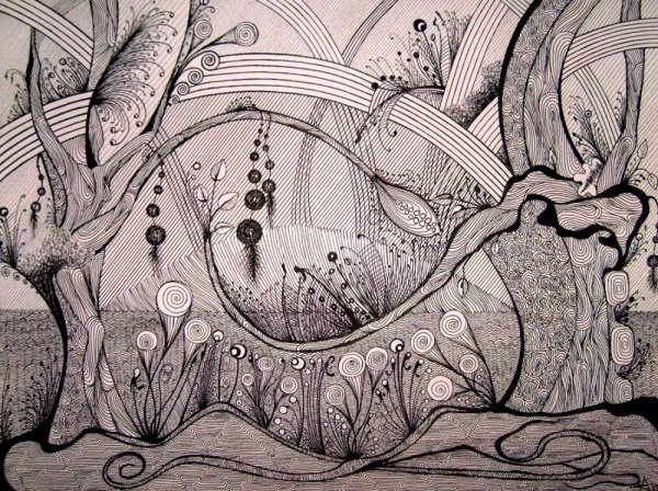 Стилизованный пейзаж Графика