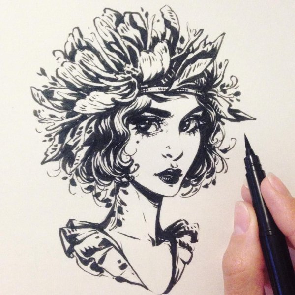 Рисунки чёрной ручкой