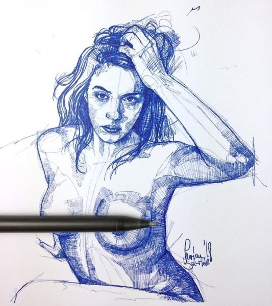 Скетчи шариковой ручкой