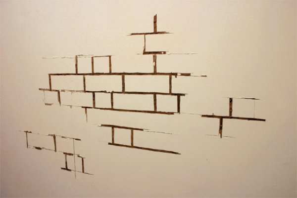 Рисование кирпичиков на стене