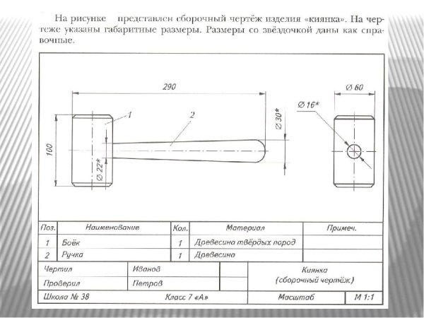 Сборочный чертеж изделия киянка