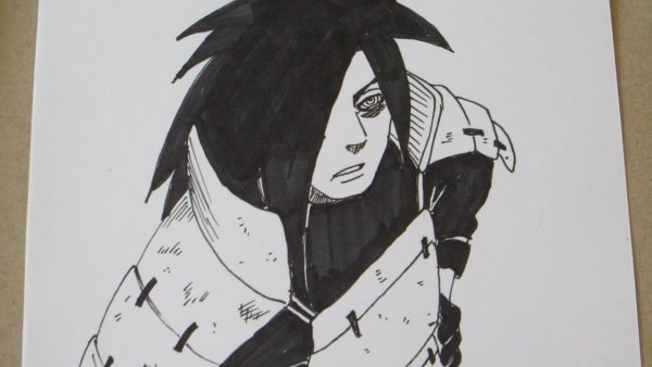 Учиха Мадара черной ручкой