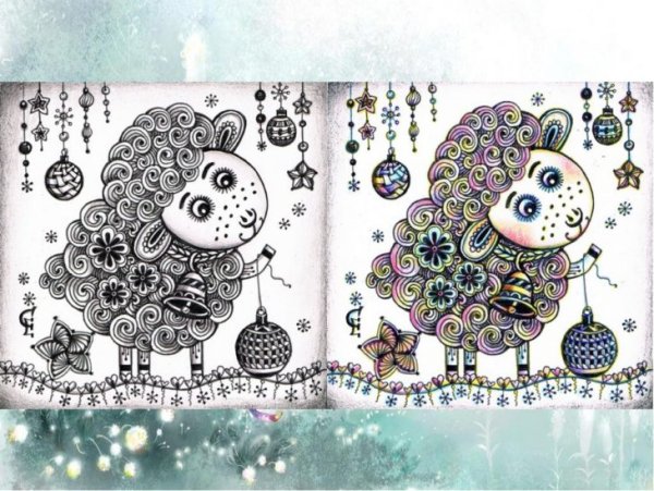 Новогодние открытки в стиле Зентангл