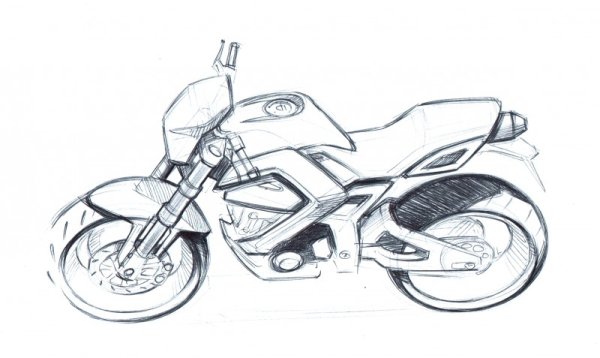 Мотоцикл карандашом для срисовки