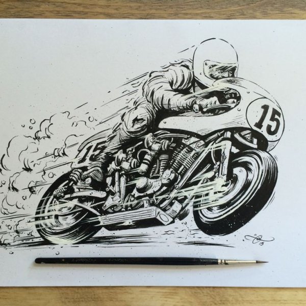 Тату мотоцикл эскиз
