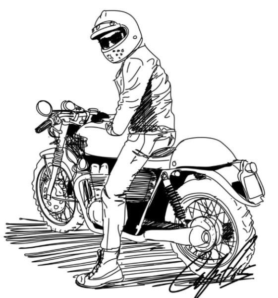 Ретро мотоцикл скетч
