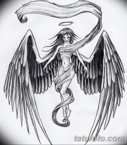Эскиз ангела девушки