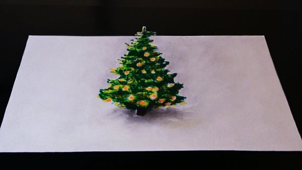 Объемная ёлка рисование